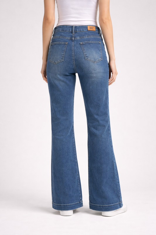 HC London Women Blue High-Rise Wide Leg Denim Jeans