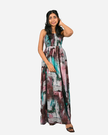 Pure chiffon Square Solid Tiered Dress For Women