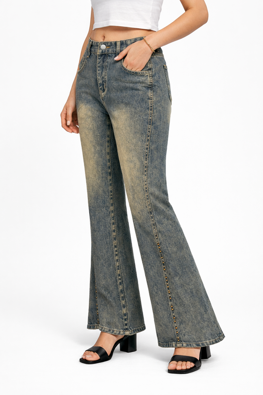 Premium High-Waist Flared Denim Jeans