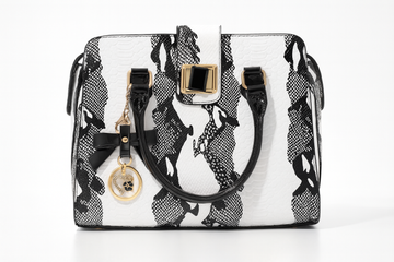 HC London Monochrome Luxe Duo – Croco-Embossed Handbag & Pouch Set