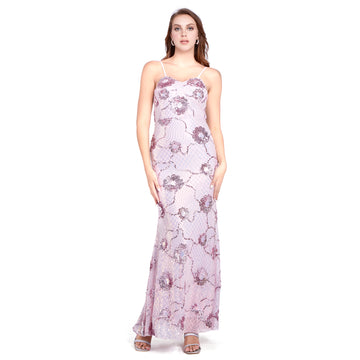 HC Midnight flower Sequined round neck Cocktail and Party Dress