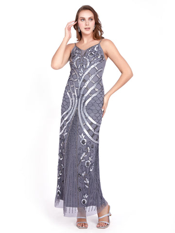 HC Handworked Blush Beaded Full Length Dress