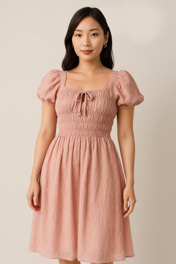 Blush Puff Dress