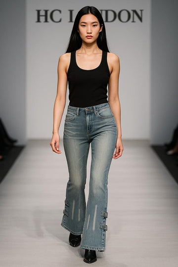 Bootcut buckle jeans