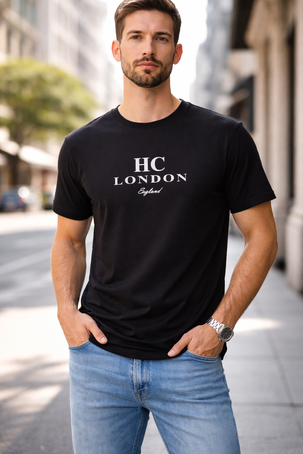 HC London Premium Supima Cotton T-Shirt for Men | Ultra Soft Luxury Tee | Breathable Classic Fit | Black