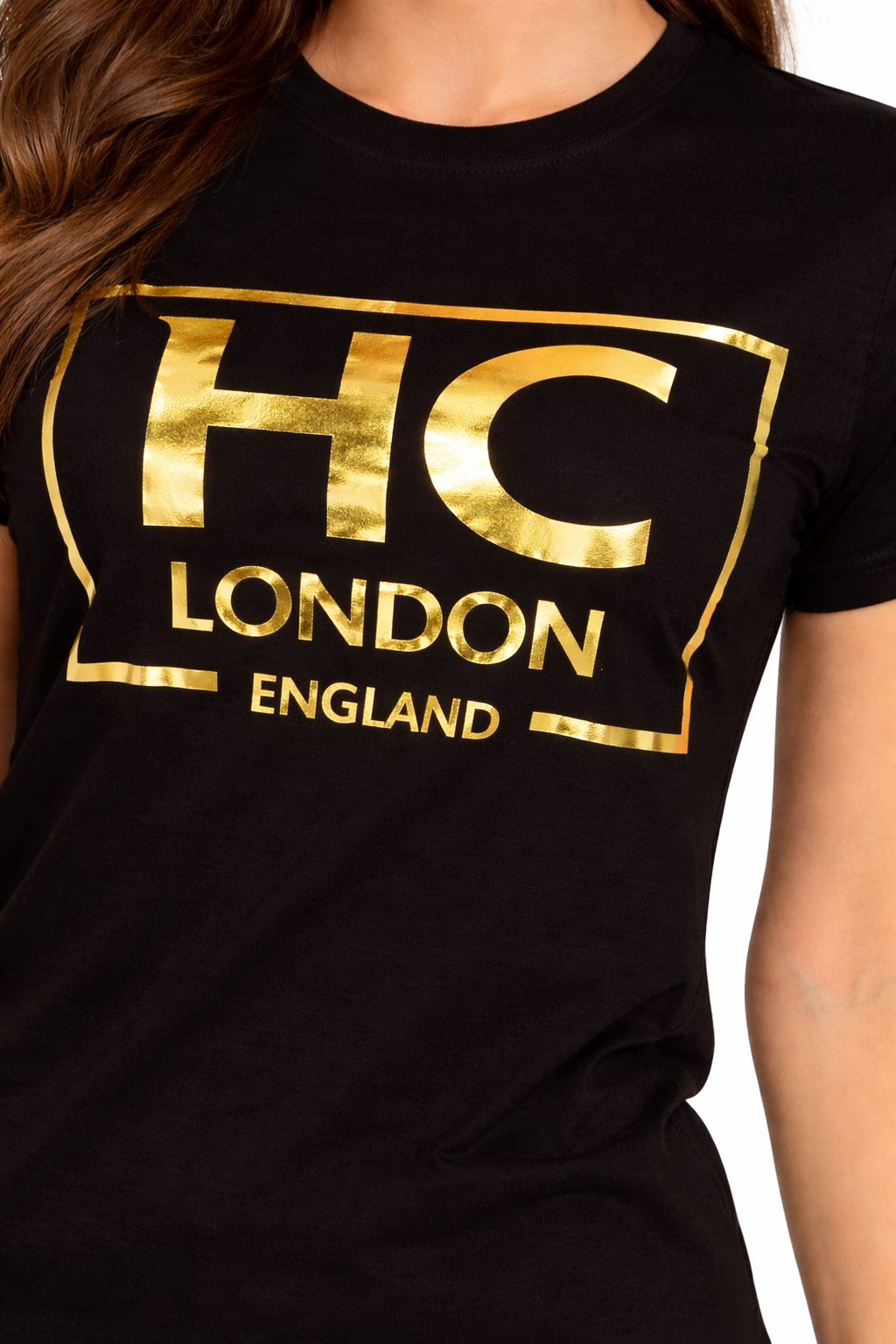HC London Women Black & White Typography Printed 180 GSM T-Shirt