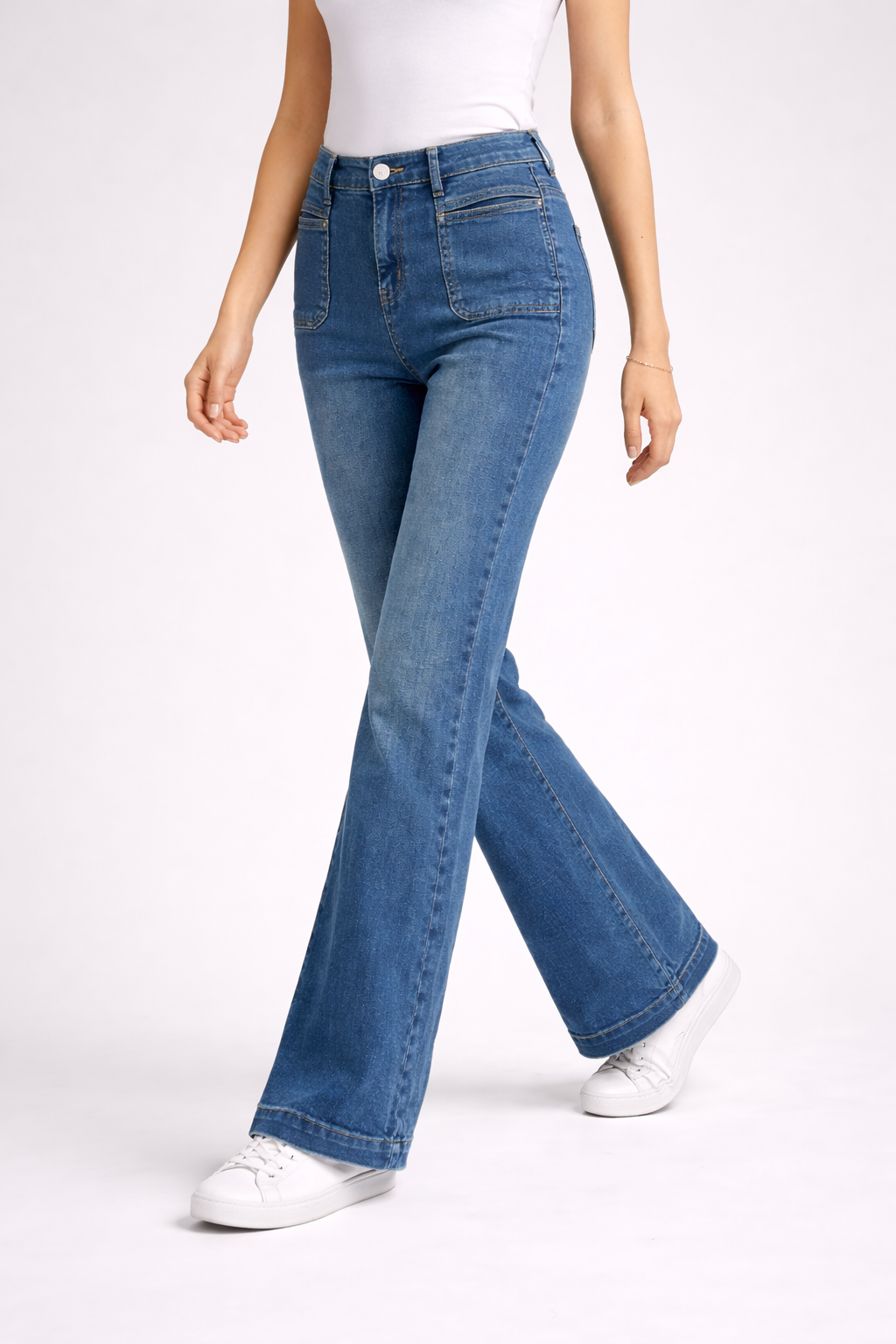 HC London Women Blue High-Rise Wide Leg Denim Jeans