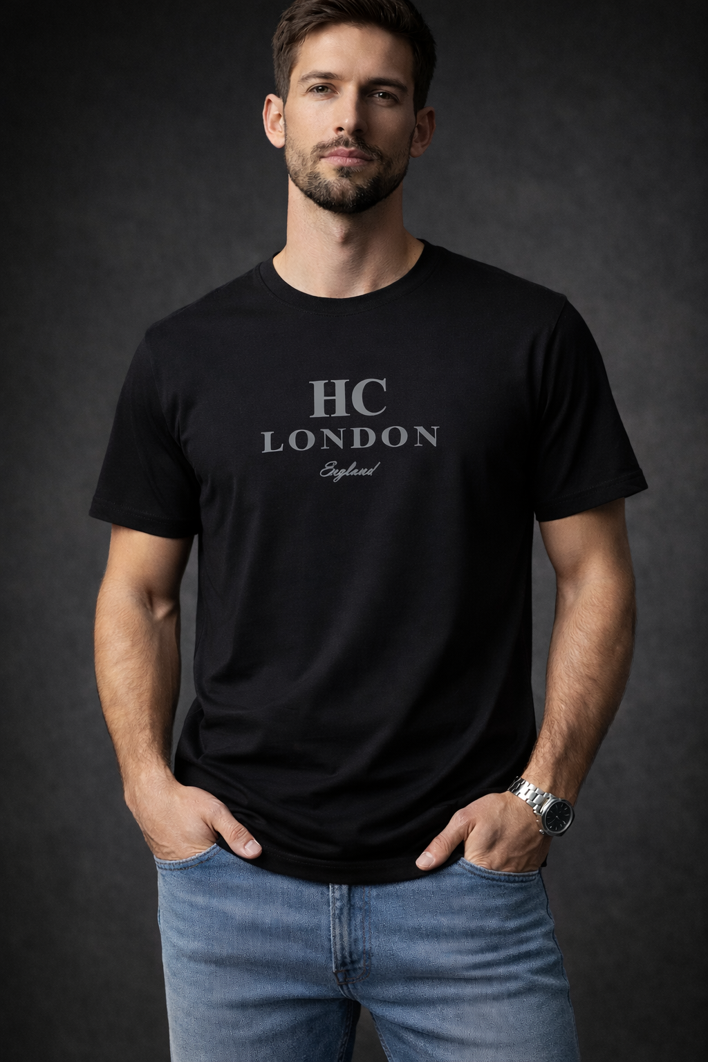 HC London Premium Supima Cotton T-Shirt for Men | Ultra Soft Luxury Tee | Breathable Classic Fit | Black
