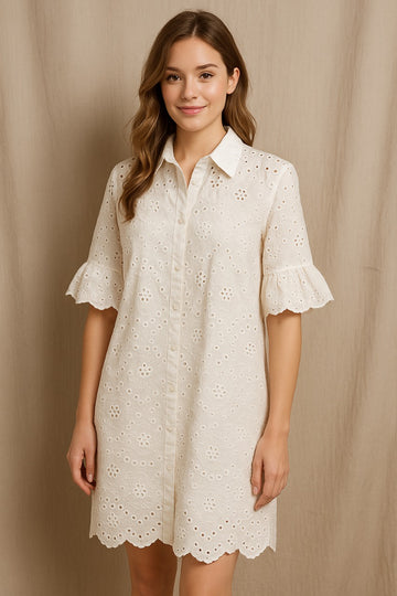 White chicken Pure cotton dress