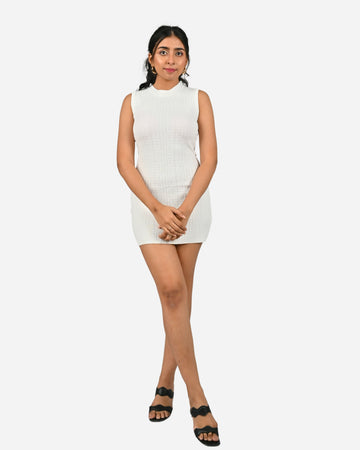 Pure Grace: White Fitted Short Dress