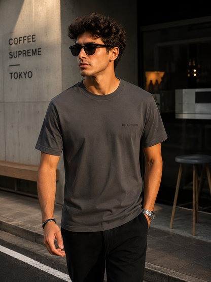 HC London Essential 180 GSM Premium Cotton T-Shirt – Charcoal Grey