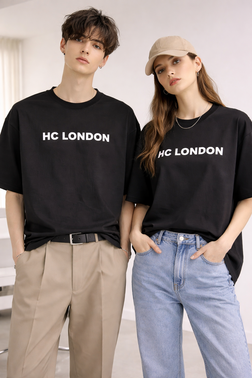 HC LONDON Premium 240 GSM 100% Cotton Oversized T-Shirt – Unisex Heavyweight Streetwear Tee for Men & Women