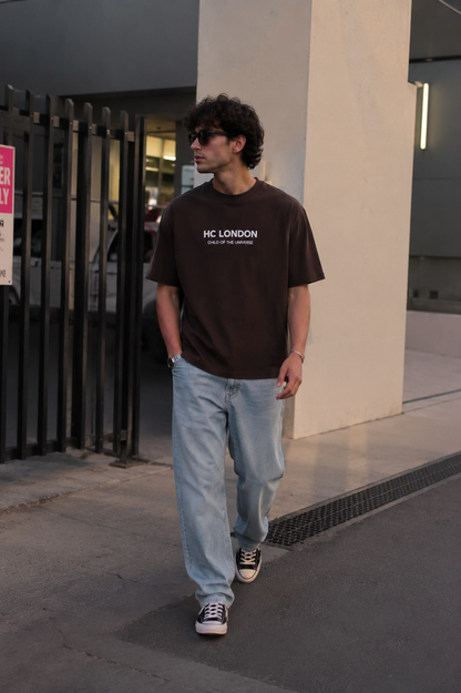 HC London Signature Soft & Comfortable 100% Premium Cotton 240 GSM Oversized Unisex T-Shirt – Bio-Washed & Silicone Washed – Espresso Brown