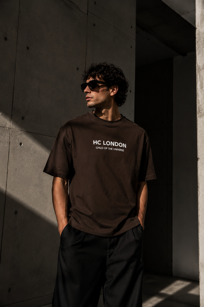 HC London Signature Soft & Comfortable 100% Premium Cotton 240 GSM Oversized Unisex T-Shirt – Bio-Washed & Silicone Washed – Espresso Brown