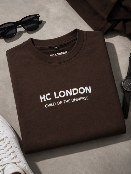 HC London Signature Soft & Comfortable 100% Premium Cotton 240 GSM Oversized Unisex T-Shirt – Bio-Washed & Silicone Washed – Espresso Brown