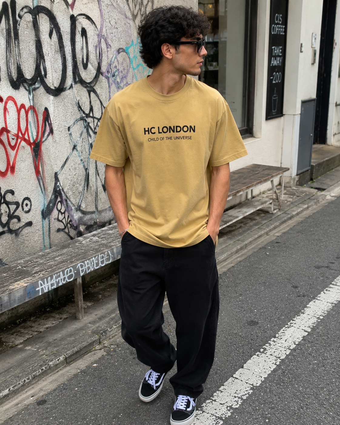 HC London Signature Soft & Comfortable 100% Premium Cotton 240 GSM Oversized Unisex T-Shirt – Bio-Washed & Silicone Washed – Mustard Beige