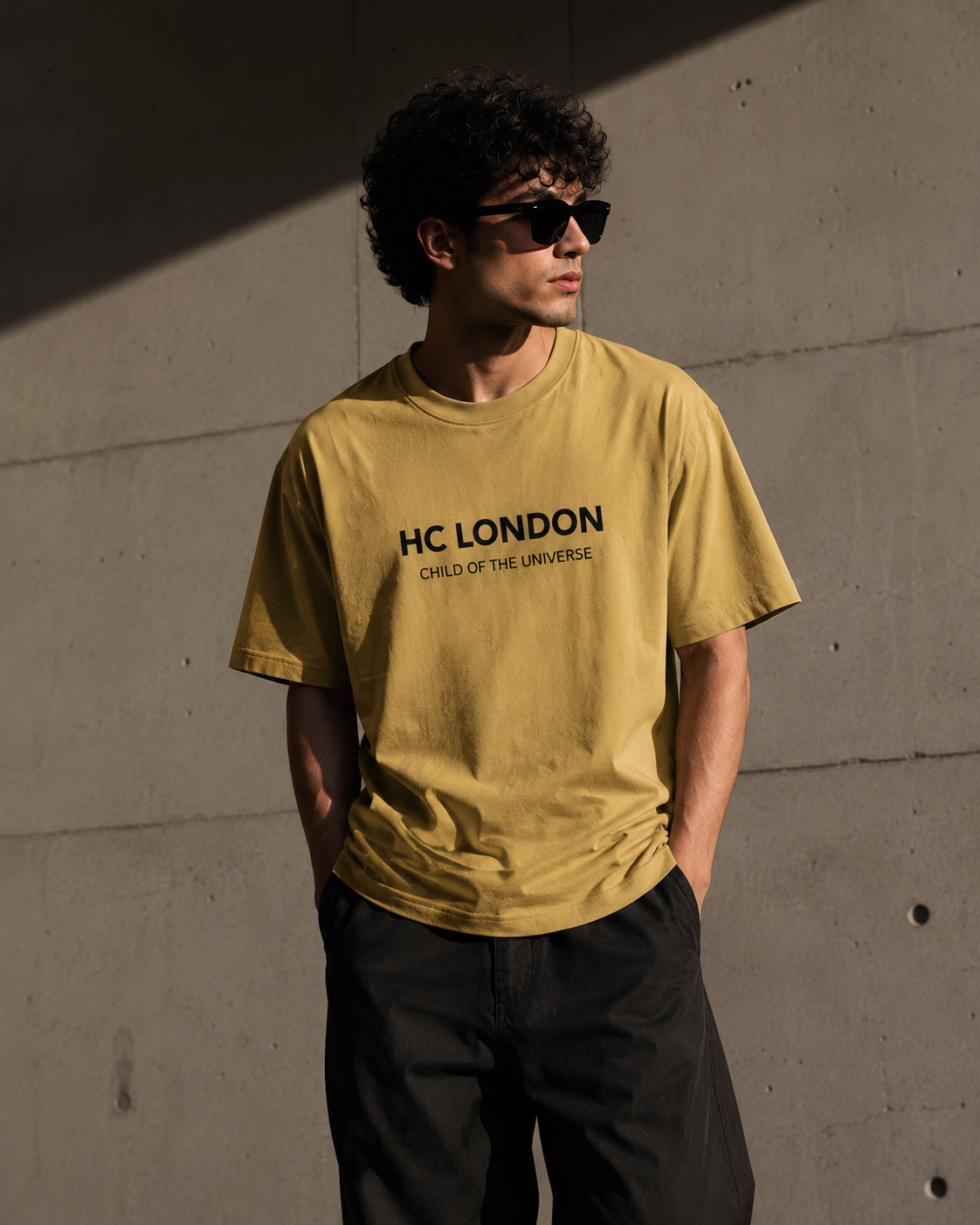 HC London Signature Soft & Comfortable 100% Premium Cotton 240 GSM Oversized Unisex T-Shirt – Bio-Washed & Silicone Washed – Mustard Beige