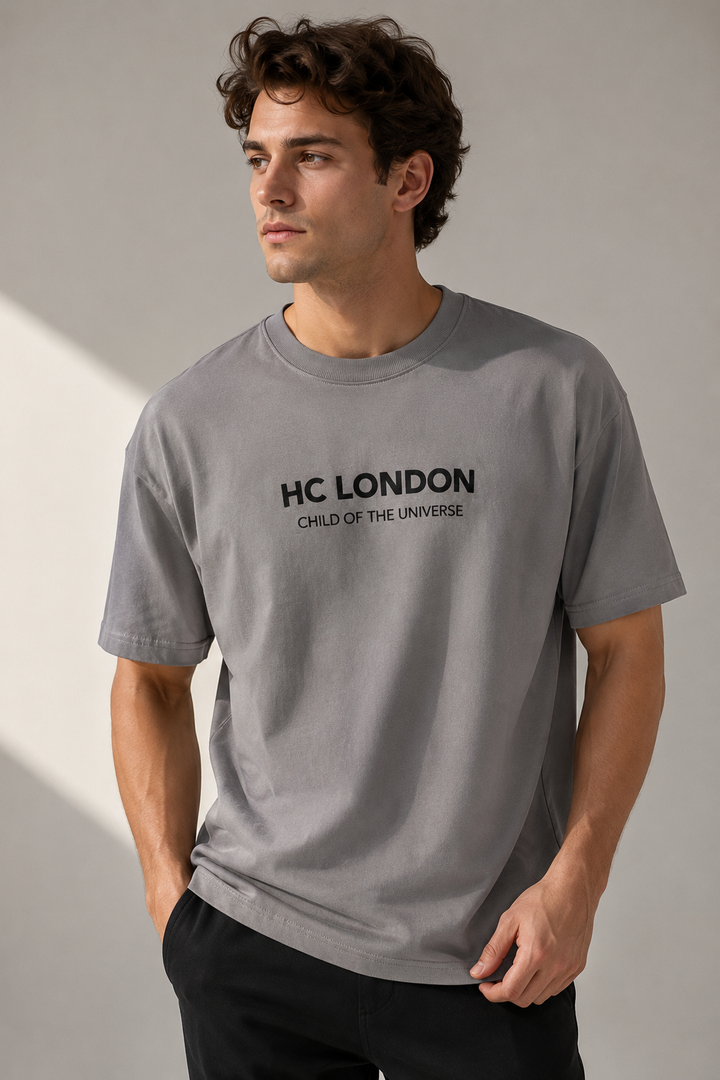 HC London Signature Soft & Comfortable 100% Premium Cotton 240 GSM Oversized Unisex T-Shirt – Bio-Washed & Silicone Washed-Taupe Grey