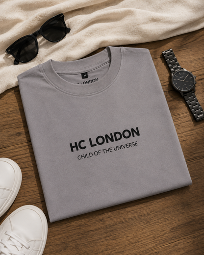 HC London Signature Soft & Comfortable 100% Premium Cotton 240 GSM Oversized Unisex T-Shirt – Bio-Washed & Silicone Washed-Taupe Grey