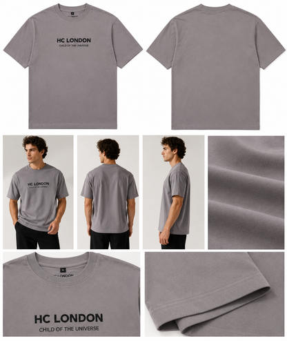 HC London Signature Soft & Comfortable 100% Premium Cotton 240 GSM Oversized Unisex T-Shirt – Bio-Washed & Silicone Washed-Taupe Grey