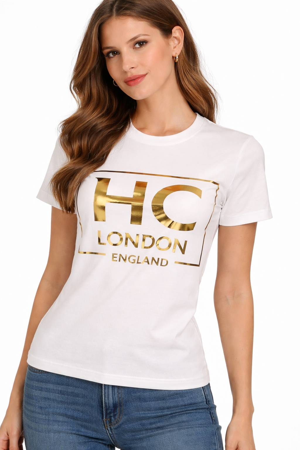 HC London Women Black & White Typography Printed 180 GSM T-Shirt