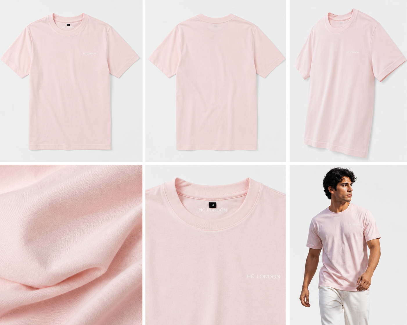 HC London Premium Soft Cotton T-Shirt – Blush Pink | 180 GSM Regular Fit