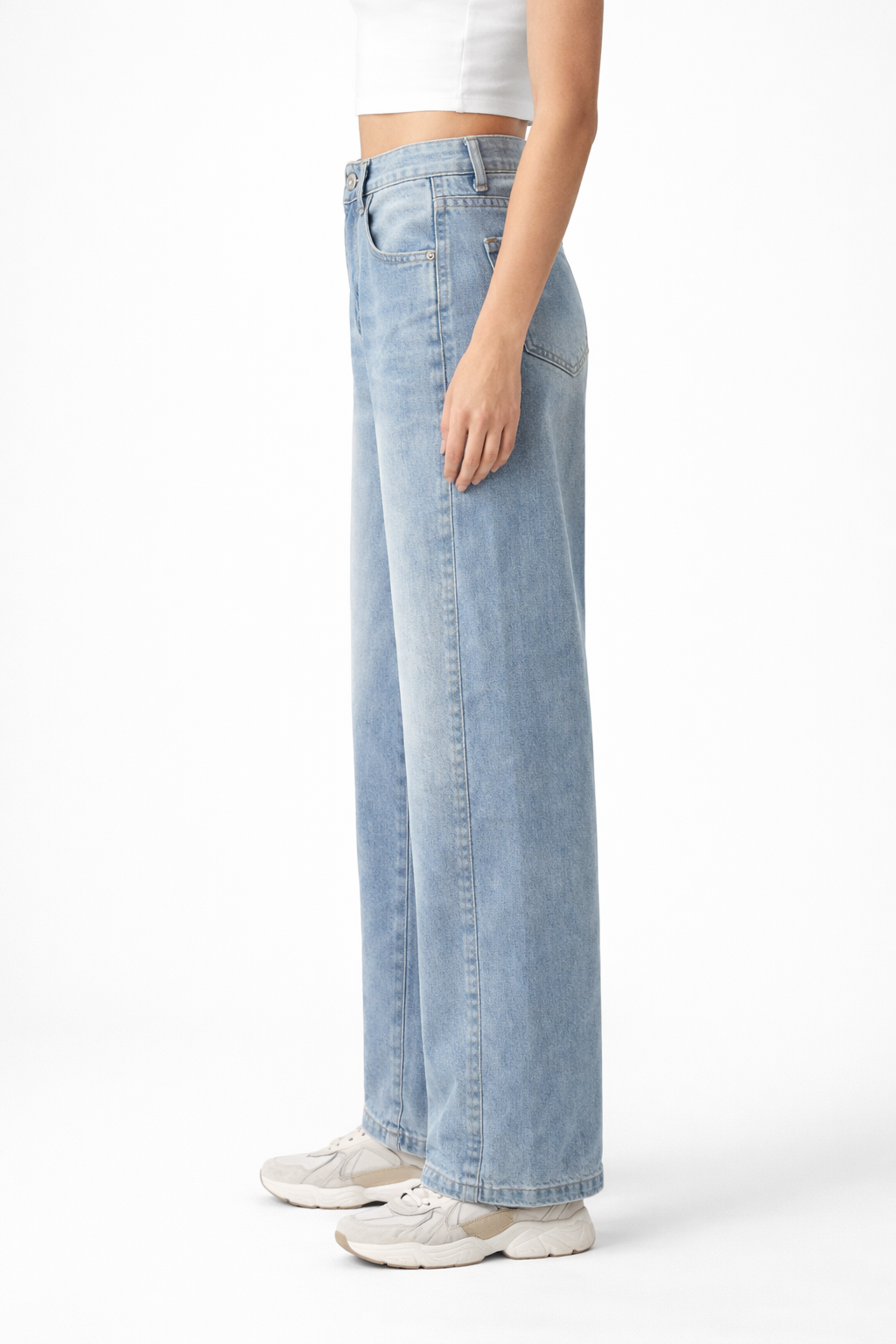 HC London Women High-Rise Light Blue Wide Leg Denim Jeans