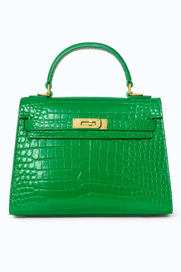 Luxe Croc-Embossed Top Handle Bag