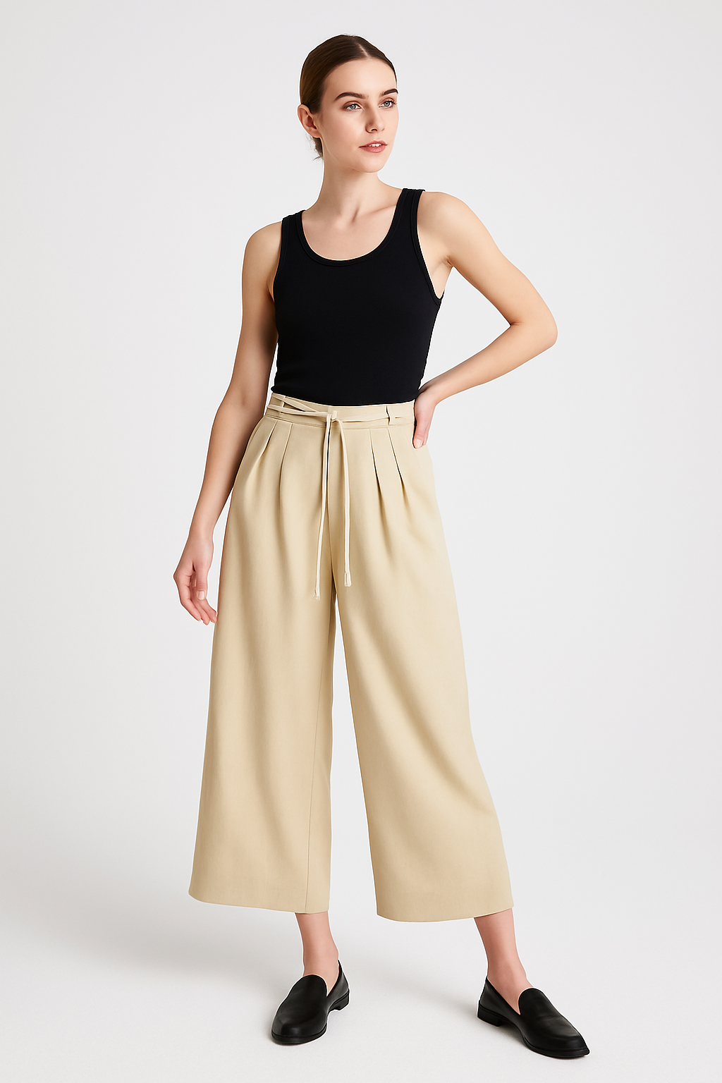 Wide-Leg Trousers(with Belt)
