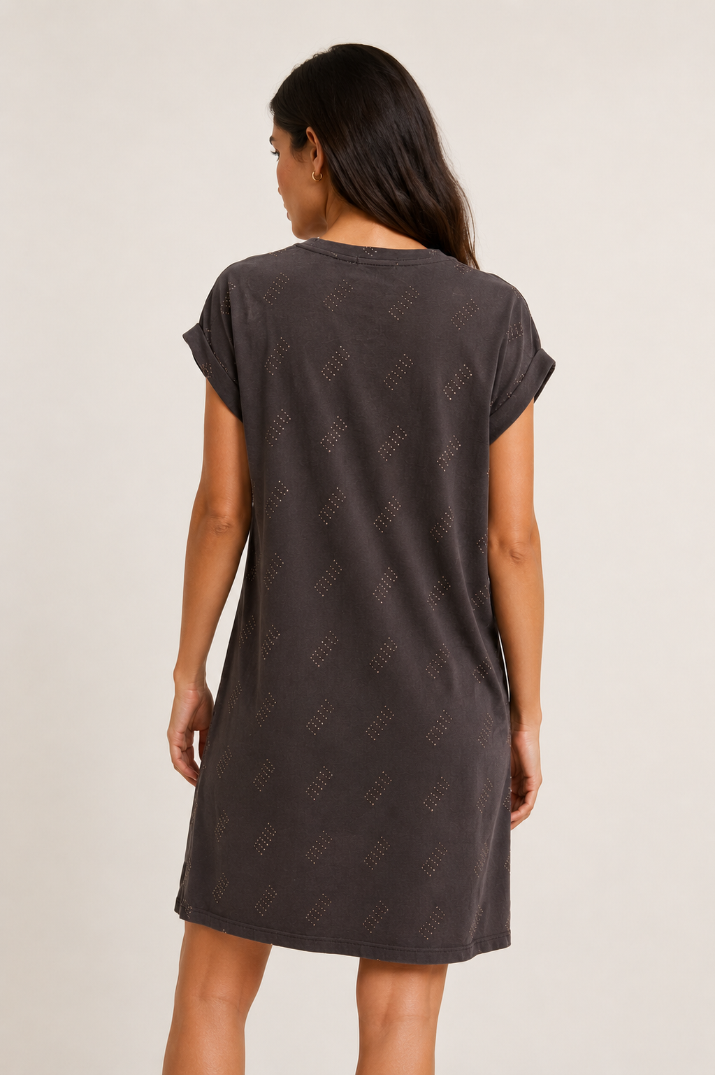 HC London Charcoal Embellished Luxe T-Shirt Dress