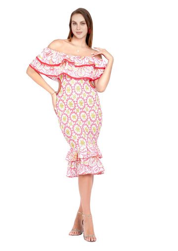 HC Embroidered Sculpted Smocked Maxi Dress