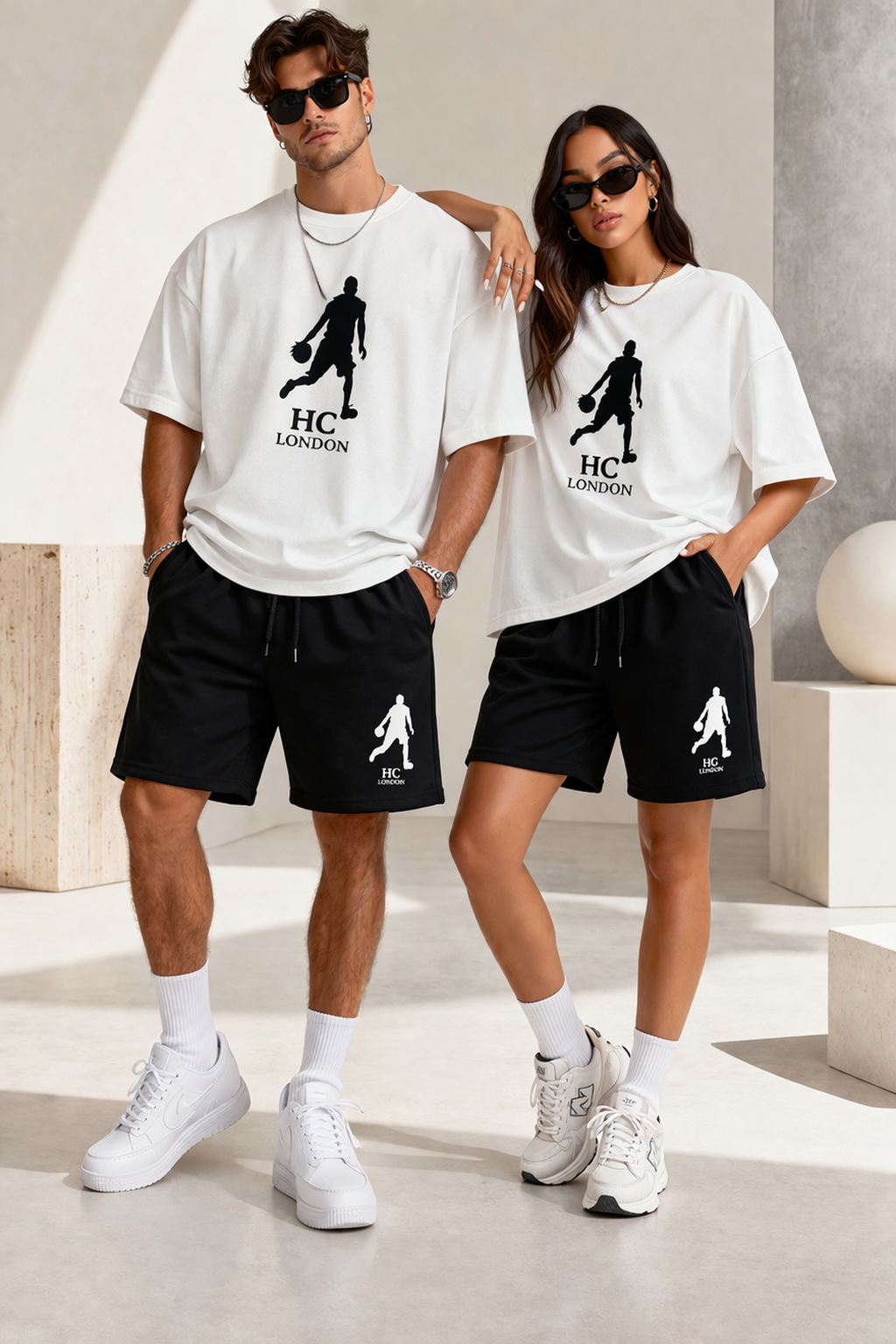 HC LONDON Unisex Oversized Co-Ord Set | 240 GSM 100% Cotton T-Shirt & Premium Shorts | Streetwear Athleisure Matching Set for Men & Women