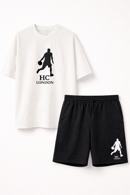 HC LONDON Unisex Oversized Co-Ord Set | 240 GSM 100% Cotton T-Shirt & Premium Shorts | Streetwear Athleisure Matching Set for Men & Women