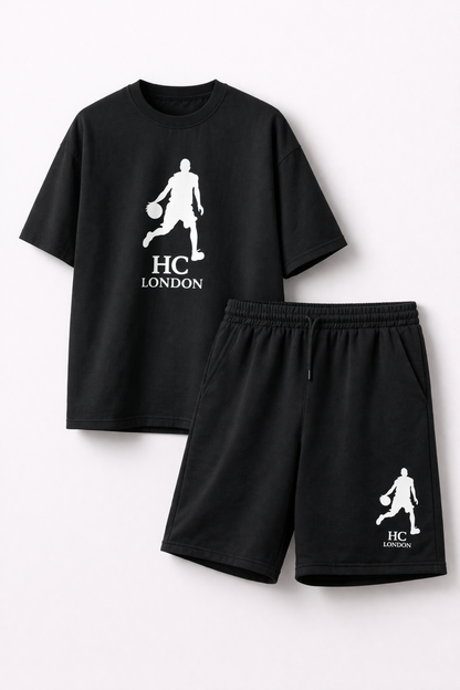 HC LONDON Unisex Oversized Co-Ord Set | 240 GSM 100% Cotton T-Shirt & Premium Shorts | Streetwear Athleisure Matching Set for Men & Women