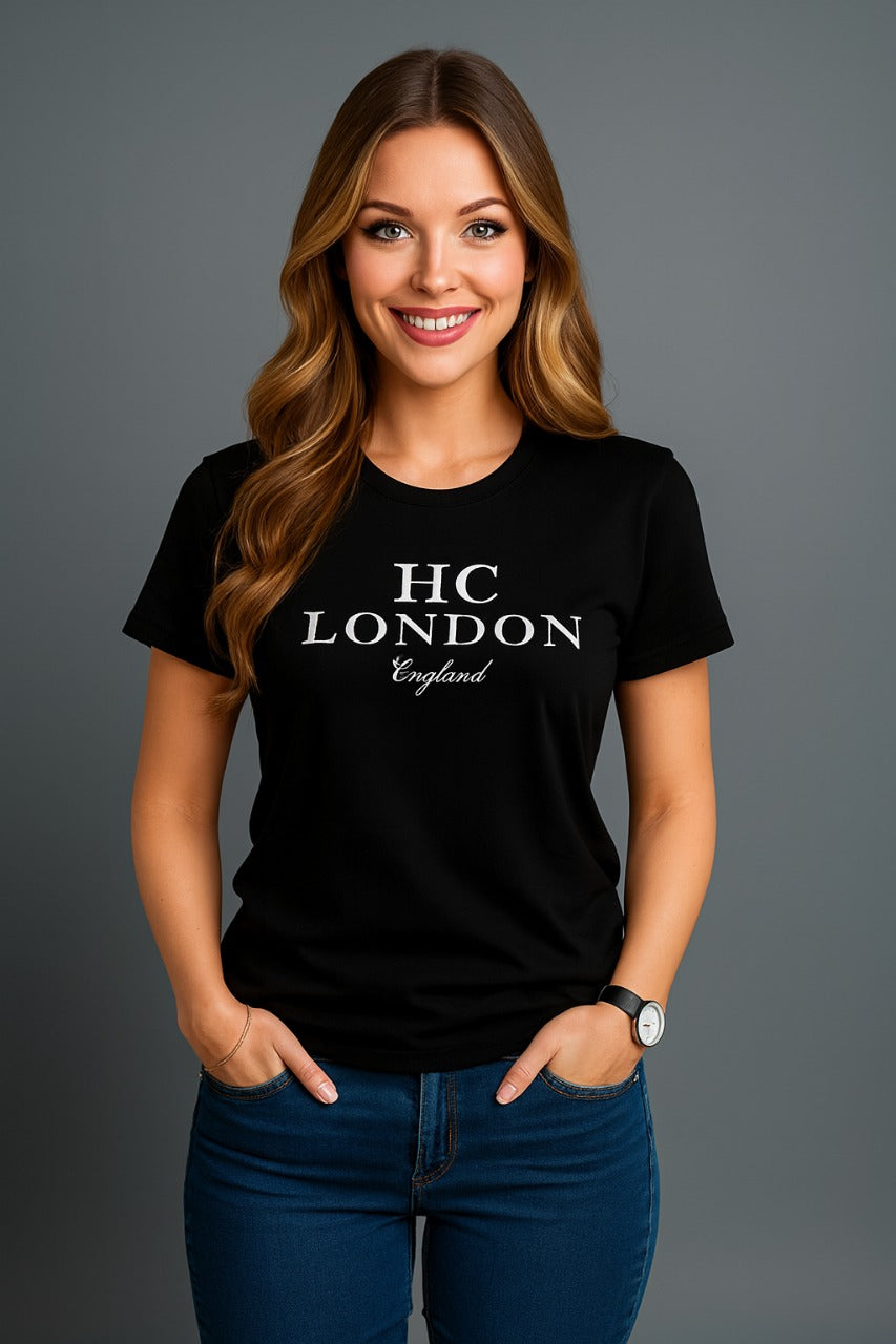 HC London Supima Signature Tee : Black / White Edition (Unisex)