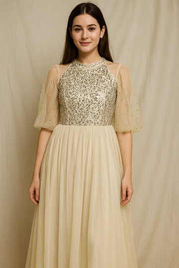Needle & Thread Patchwork sequin Dress