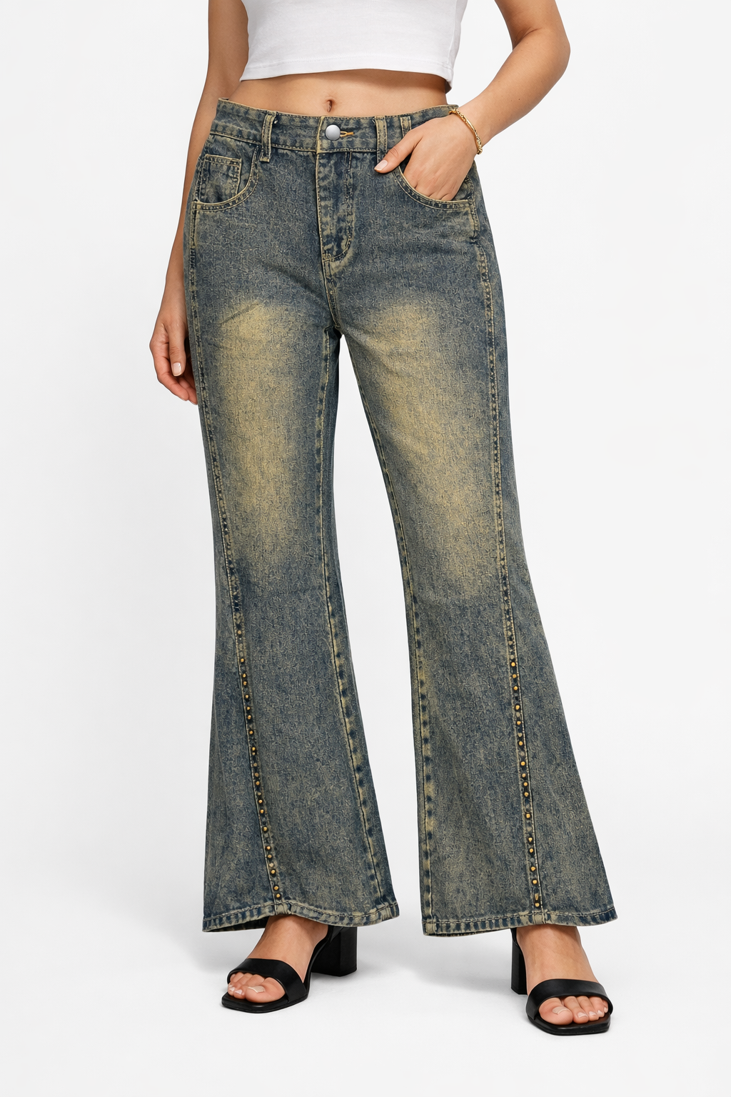 Premium High-Waist Flared Denim Jeans