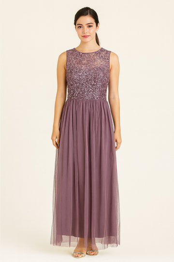 Net  Sequins and beads Full Length Gown