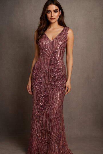 Net  Sequins and beads Gown