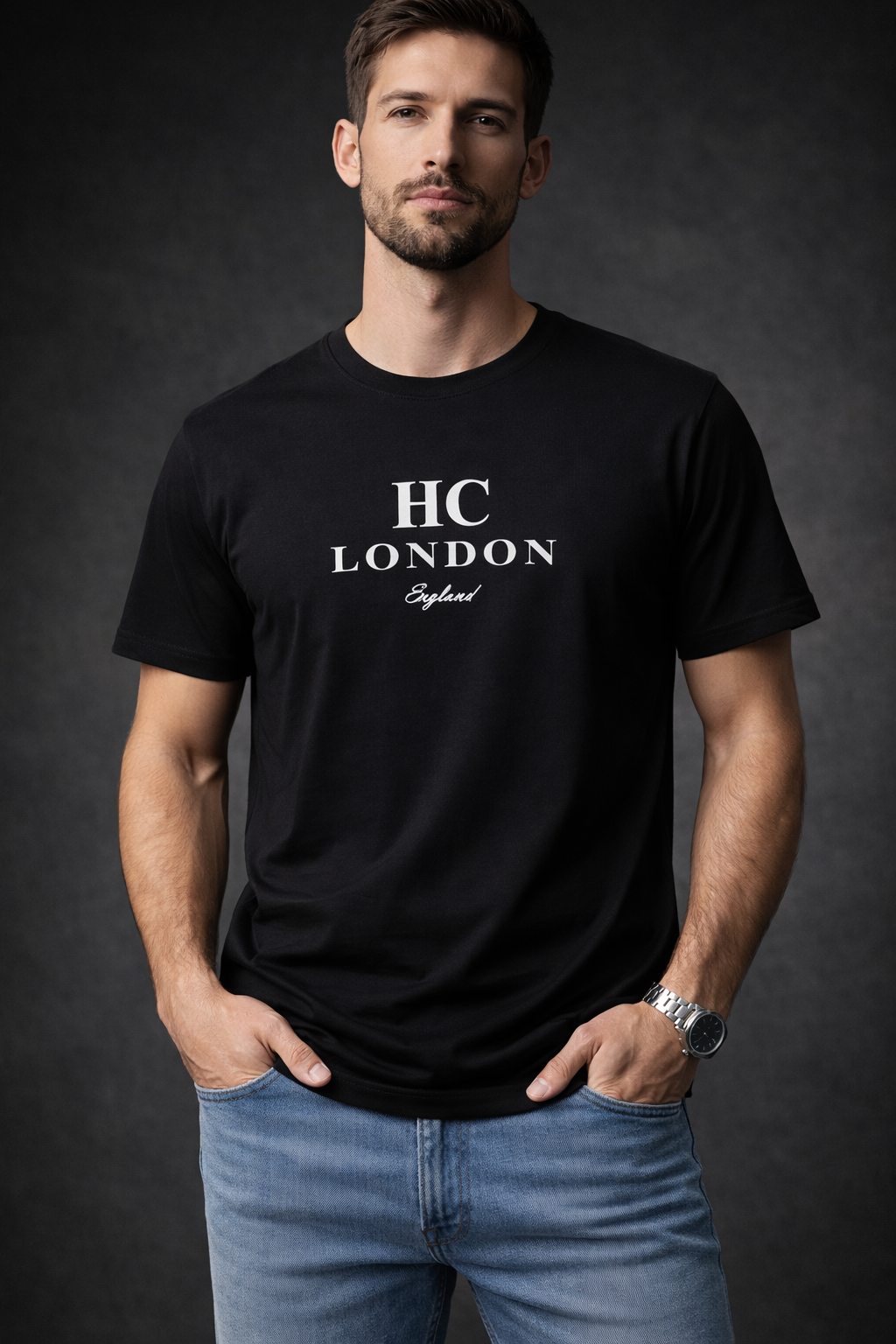 HC London Premium Supima Cotton T-Shirt for Men | Ultra Soft Luxury Tee | Breathable Classic Fit | Black