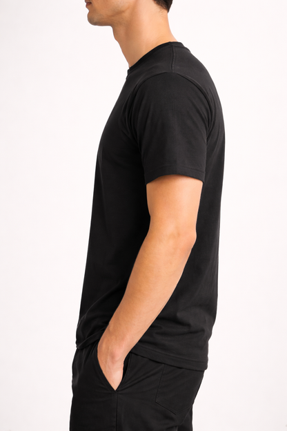 HC London Premium Supima Cotton T-Shirt for Men | Ultra Soft Luxury Tee | Breathable Classic Fit | Black