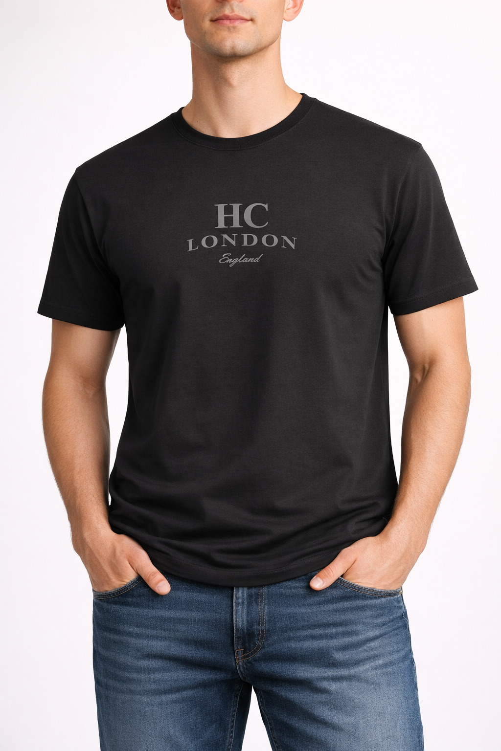 HC London Premium Supima Cotton T-Shirt for Men | Ultra Soft Luxury Tee | Breathable Classic Fit | Black