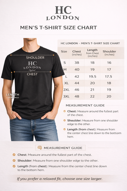HC London Premium Supima Cotton T-Shirt for Men | Ultra Soft Luxury Tee | Breathable Classic Fit | Black