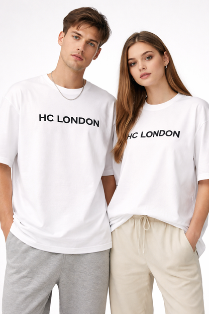HC LONDON Premium 240 GSM 100% Cotton Oversized T-Shirt – Unisex Heavyweight Streetwear Tee for Men & Women